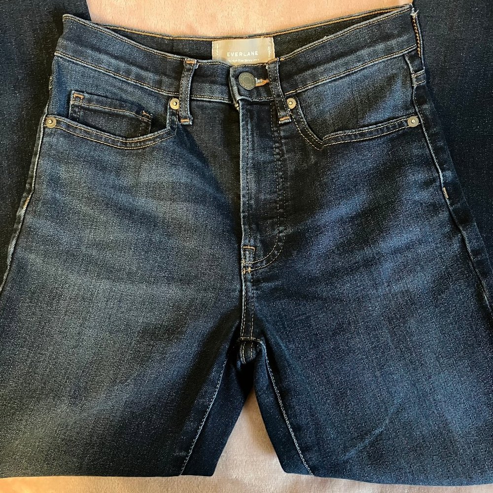 Everlane Authentic Stretch High-Waisted Skinny Jeans Size 25R Dark Wash